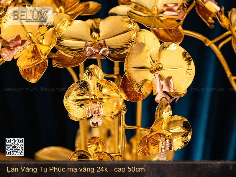 Chậu lan vàng tụ phúc mạ vàng 24k&nbsp;